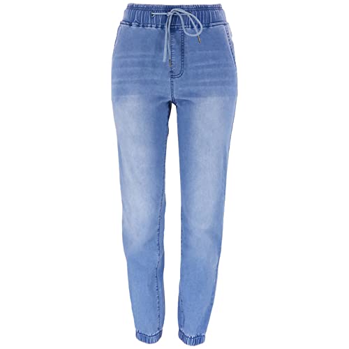 Denim Joggers for Women Jean Joggers with Drawstring Elastic Waist Stretch Loose Denim Pants4
