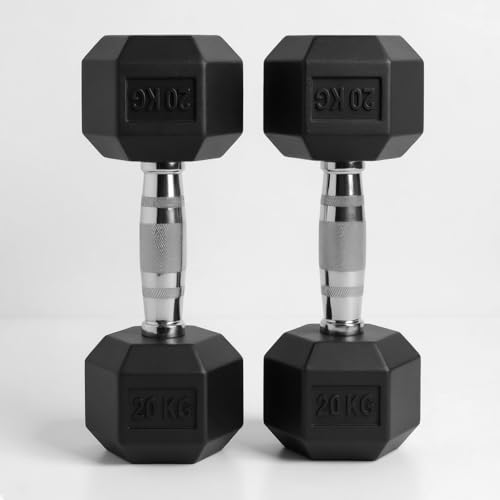 Hex Dumbbells Sets 2.560kg | Heavy-Duty Rubber-Coated Cast Iron Weights Anti-Roll Hex Design Ergonomic Grip Ideal for Home Gym Bodybuilding & Strength Training