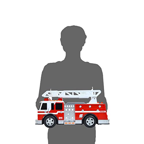 Sunny Days Entertainment Maxx Action 12&rsquo;&rsquo; Large Fire Truck &ndash; Lights and Sounds Vehicle with Extendable Ladder | Motorized Drive and Soft Grip Tires | Red Firetruck Toys for Kids 3-8