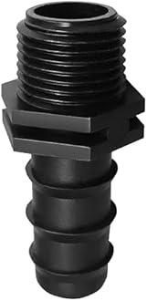 PVC Tube Fitting - Barbed Hose Connector 3/4 inch PVC - Schedule 40 Barb Male Connector Fitting 3/4 Inch Barbed Insert x 3/4 Inch MNPT Male Pipe Thread PVC Adapter Fitting - Black