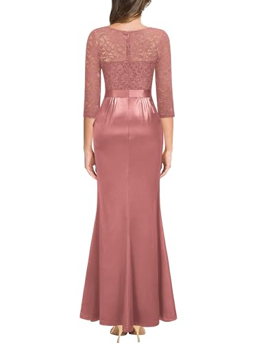 Image of MISSMAY Women's Vintage Floral Lace Ruffle Half Sleeve Evening Party Formal Long Dress