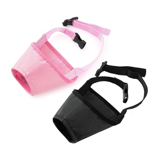 2 Pcs Muzzle For Small Dog, Dog Muzzle For Small Dog, Muzzle, Dog Muzzle with Adjustable Loop and Soft Pad Dog Training Muzzle Prevent for Barking, Biting and Chewing (Black Pink S)