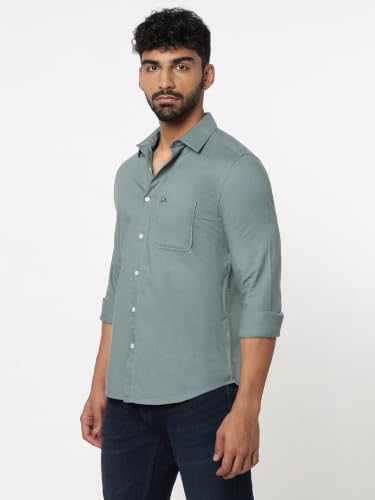 Image of Spykar Men's Regular Fit Full Sleeve Cotton Solid Casual Shirts