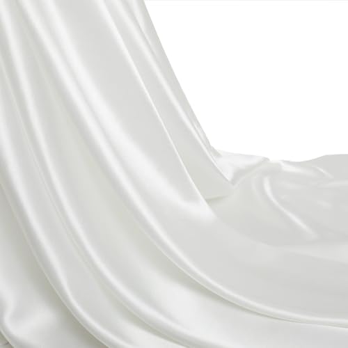 White Silk-Like Satin Fabric by The Yard, 1 Yard, 55 Inch Wide