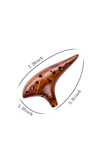 Image of Strawfire 12 Hole Ocarina Instrument,Alto C Ceramic Ocarina With Song Book Strap for Beginner(Yellow)