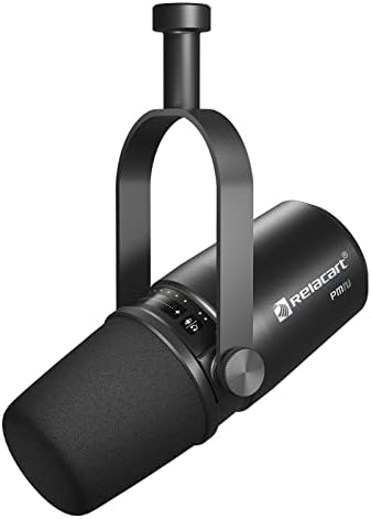 RELACART PM2 USB/XLR Vocal Dynamic Podcast Microphone for Podcast, Live Streaming, Studio Recording and Voice Over, All Metal Cardioid Mic, Built-in Headphone Output, Voice Isolation Technology Black