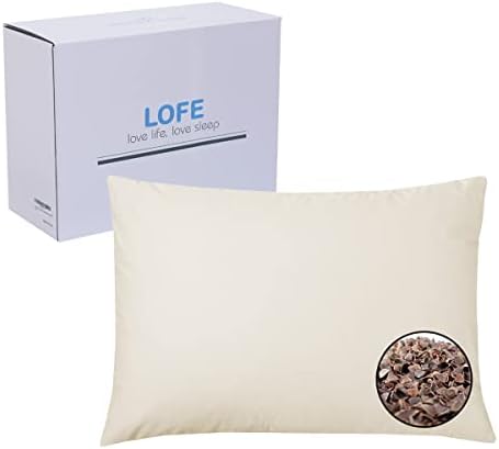 LOFE Organic Buckwheat Pillow for Sleeping - 20''x28'' Common Buckwheat Hull Pillow, Adjustable Height Neck Support Pillow, Cooling Pillow for Cervical Support for Back and Side Sleepers