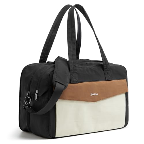 G4Free Expandable Duffle Bag for Travel, Carry On Bag TSA Airline Approved, Work Tote Duffel Bags for Men Women (Black&Brown)