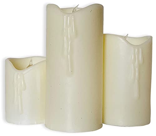 Banberry Designs Flickering Led Flameless Candles - Set Of 3 Wax Candles - Battery Operated With 5-Hour Timers - Measure 2", 3", 4" H #TOP5