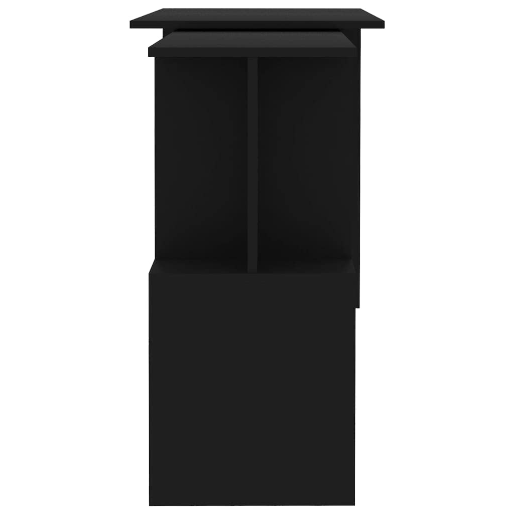 Scrivania angolare in legno nero, 200 x 50 x 76 cm, girevole con scomparti aperti, scrivania da ufficio per casa e studenti, tavolo da lavoro compatto, scrivania per computer moderna per