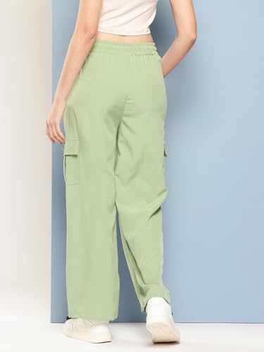 Image of Aarika Womens Casual Wear Black Colour Solid Crep Cargo Pant