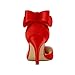 ERIJUNOR E1876B Wedding Evening Party Shoes Comfortable Mid Heels Pumps with Bow Knot Ankle Strap Wide Width Satin Shoes Red Size 9