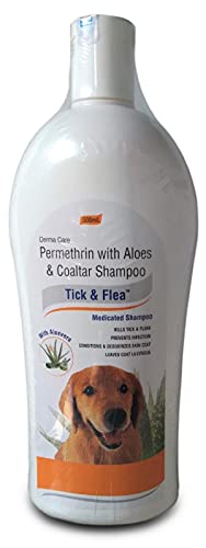 Derma Care Tick & Flea Medicated Dog Shampoo with Aloevera(500ml), pink