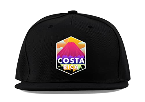 Casquette Fullcap Costa Rica en Coton Respirant et Visière Plate Chapeau Souvenir Noir