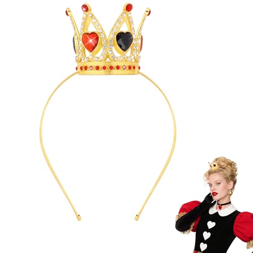 Semato Black and Red Hearts Crown Headband for Halloween Cosplay Tiara Princess Costume Crystal Crown for Party and Birthday Gifts