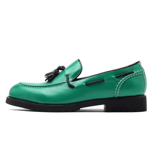 Men's Leather Loafers Black Slip-On Shoes Classic Tassel Loafers Arch Support Casual Dress Shoes2