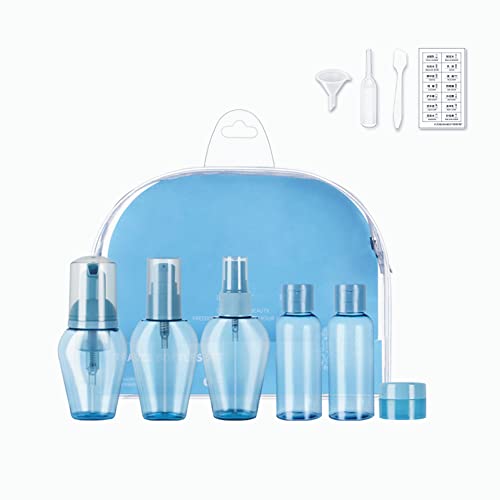 50ML Leak Proof Travel Bottles for Toiletries, Travel Size Cosmetics Accessories Toiletries for Toner, Lotion, Shampoo, Plastic Pump and Spray Bottle Containers for Business, Gym, Trip-11 Pcs (Blue)