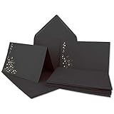 NEUSER PAPIER Lot de 20 cartes pliantes avec enveloppes DIN C6 A6 - Noir avec étoiles métalliques dorées - Convient pour imprimante - Idéal pour cartes de Noël