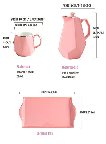 Porcelain Tea Set, Tea Cup And Teapot Set, 6 Tea Cups + 1 Teapot Saucer Teapot Capacity 1300Ml Tea Cup Capacity 250Ml Suitable For Brewing Tea, Lemon Tea Fruit Vegetable Juice Coffee, Etc. #TOP26