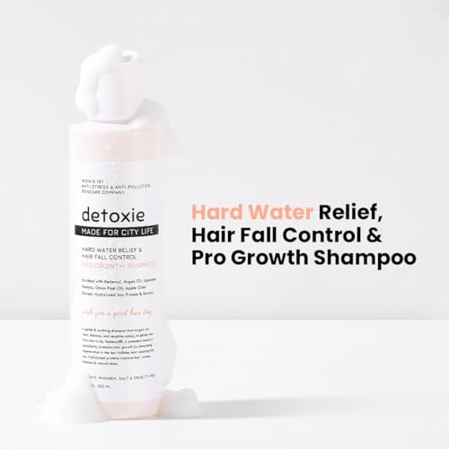 Detoxie Hard Water Shampoo | Hairfall Control, Cleansing, Clarifying & Hydrating | All Hair Types Suitable| Redensyl, Soy Protein, Argan Oil, Apple Cider Extract | 200 ml