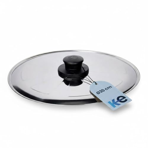 ANAKEL HOME Tapa Gira Tortillas y Vuelta, Sartén 30 cm | Acero Inoxidable con Pomo Anti Quemaduras, Ø30 Centímetros, Multiusos, Apta para el Lavavajillas