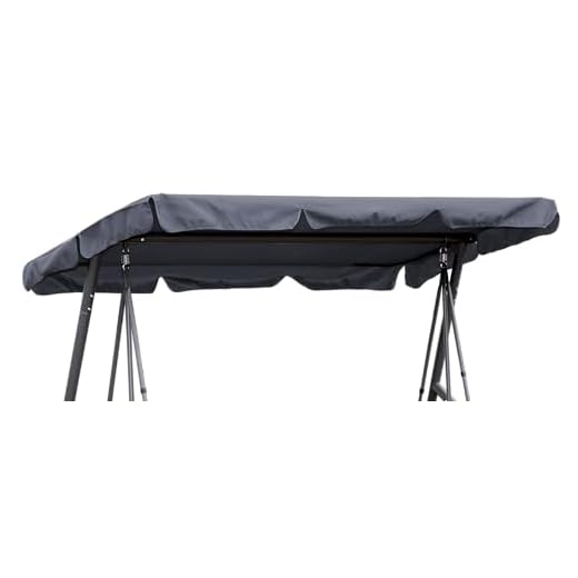 Hollywoodschaukel Dachbezug 210 x 145 cm Grau Wasserdicht | Universal Ersatzdach Gartenschaukel 3 Sitzer | UV 50 Schaukel Dach Ersatz Bezug