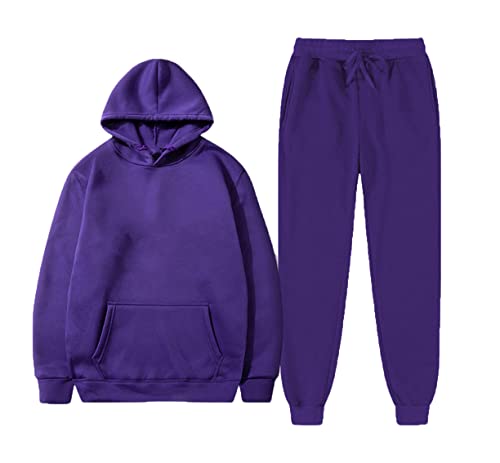 Survêtement chaud violet pour homme et femme en taille XXXL avec sweat à capuche