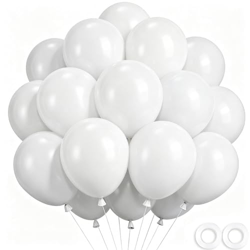 Wayfun Ballon Blanc 52 Pièces, 12 Pouces Ballons Blancs Ballon Anniversaire, Latex Hélium Ballons de Baudruche pour Decoration Anniversaire Baby Shower...