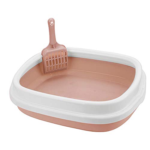Image of Pets Empire Cat Litter Box Tray with Free Scooper | Toilet Training for Kitten and Puppies | Semi Closed Design and Durable Quality | Litter Tray for All Cat & Kitten Breeds | Pink