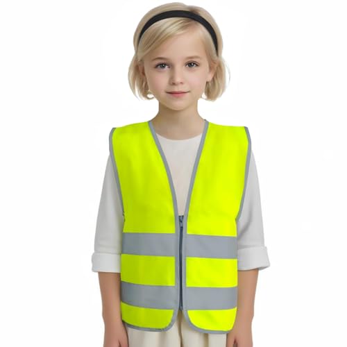 Graunton Sicherheitsweste Kinder Warnweste Kinder mit Reflexstreifen Warnwesten Auto Kinder für Radfahren Pendeln Outdoor-Aktivitäten Strapazierfähig & atmungsaktiv Gelb S.