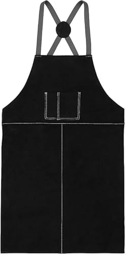 Houseables Leather Apron, Welding Apron, For Men, Blacksmith, Work Bib, Heat Resistant, Welder Gear, Forging, Woodworking, Wood, Metal Working, Blacksmithing, Flame Resistant Shop Clothing 24x35 Black