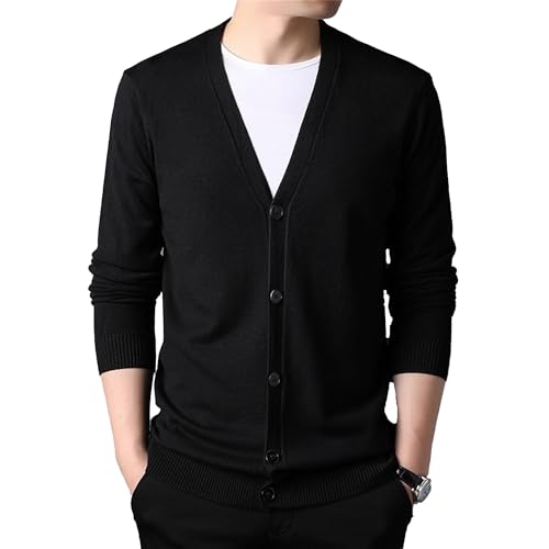 Men's Long Sleeve Cardigan Sweaters Casual Lightweight Button Knitted Sweater Slim Fit V-Neck Cable Knit Cardigans