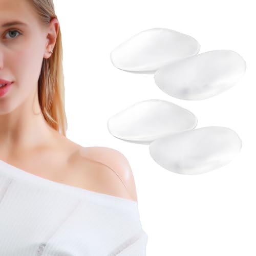 POMAMZ 2 Paires Grandes épaulettes en Silicone Souple Auto-adhésif antidérapant Epaulettes Invisibles Push-up Adhésif Epaulières pour Femmes et Hommes, L