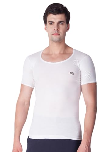 Image of LUX VENUS Super Combed Cotton Rib Round Neck Half Sleeve Vest for Men White