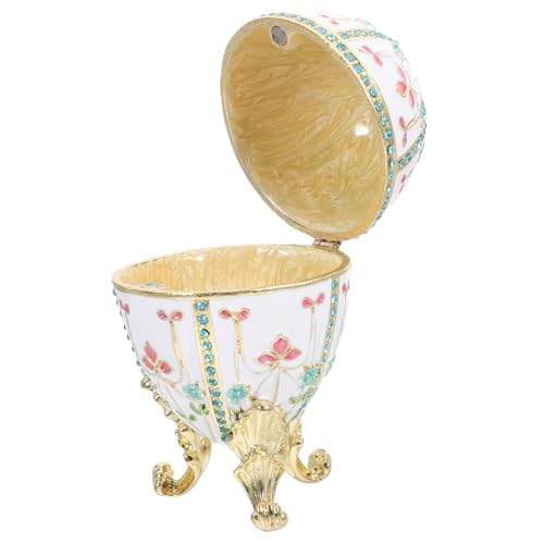 Boîte à bijoux œuf vintage en métal ciselé élégant