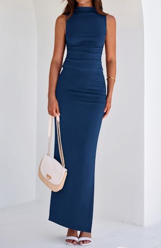 BTFBM Summer Two Piece Skirt Set for Women 2025 Dressy Lightweight Sleeveless Knit Top Going Out Split Maxi Skirt Set
