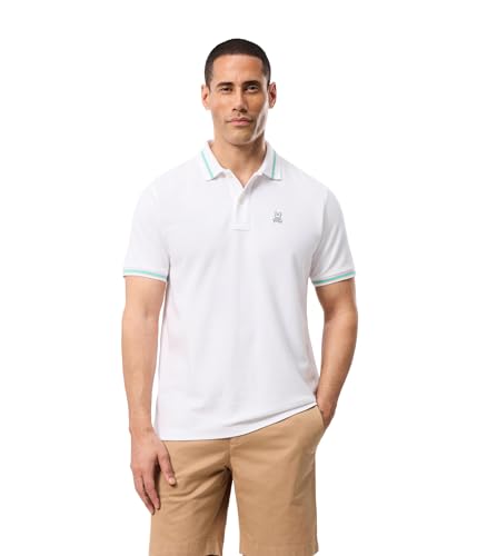 Psycho Bunny Mens Irving Pique Polo White 4 at Amazon Men's Clothing store