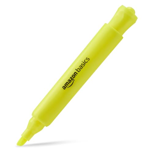 Amazon Basics Tank Style Highlighters, Chisel Tip, Bible Highlighter, Office and School Supplies, 12 Pack, Yellow view 2