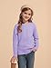 Haloumoning Girls Sweaters Kids Crewneck Long Sleeve Pleated Knit Pullover Sweater Fall Fashion Clothes 5-14 Years Purple