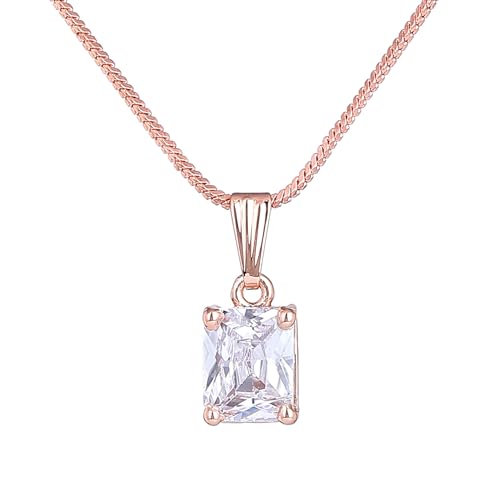 Gehena by Estele Fashion Jewellery for Women Rosegold Plated CZ Dazzling White Solitaire Crystal Pendant with Chain/Pendant Necklace-Versatile Elegance for Girls and Women-G-AD002-RGWE PENDANT (B0D83SCT51) Amazon Price History, Amazon Price Tracker