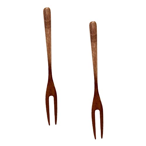 CONGARTENO 2Pcs Two Tine Pastry Forks Natural Dessert Forks for Fruit Cake and Olive Serving for Parties Weddings and Mid Autumn Festival Celebrations