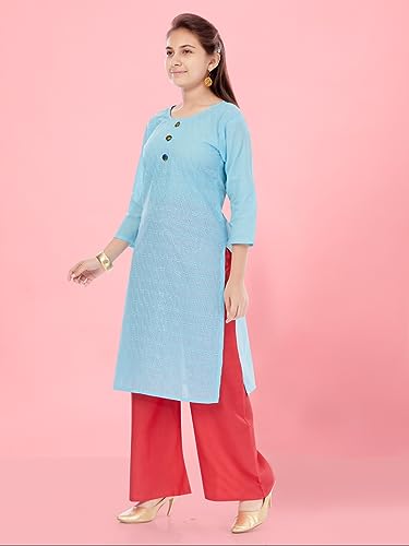 Aarika Girls Casual Wear Yellow Colour Embroidery Cotton Kurti