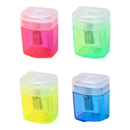 Sacapuntas Para Niños De Seguridad Transparente 4 Preferencias Color Plan Compacto Carcasa Poliestireno Estructura Taladro Metal Sacapuntas Portátil Para La Escuela