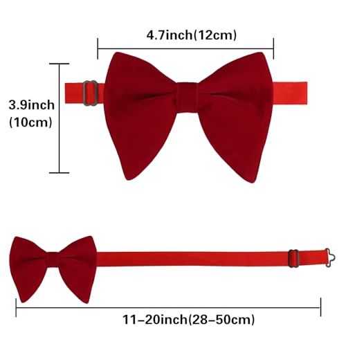 Image of Alizeal Velvet Pre-tied Adjustable Bow Tie for Men Oversize Formal Solid Tuxedo Bowtie