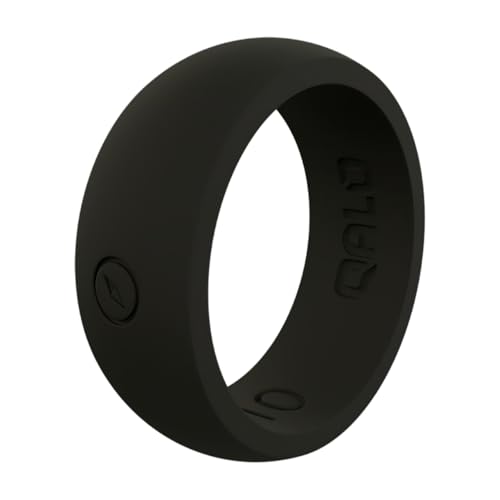 QALO Men's Silicone Wedding Band - 8.5mm Wide x 2.5mm Thick - Classic & Forged Mens Silicone Wedding Ring - Breathable Comfort Fit Rubber Rings Men - Durable Engagement Rings for Him