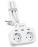 Reiseadapter USA Adapter Amerika Deutschland Stecker mit 3 USB, 5 in 1 USA Adapter Steckdose für Kanada Mexiko Thailand, Reisestecker Amerika