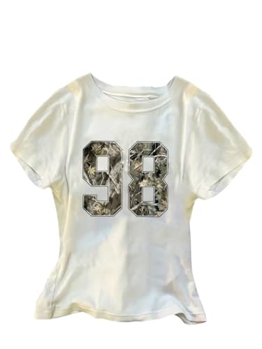 SweatyRocks Girl's Number Graphic Tees Summer Short Sleeve T Shirts Streetwear Jersy Shirt