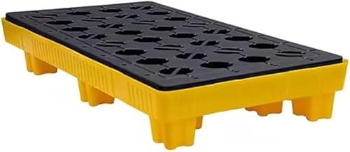 Drum Containment Spill Pallet Industrial Nestable Oil Drums Leak-Proof Tray Garage Storage Detachable Anti Slip Polyethylene Platform with Drain(120x60x18cm)