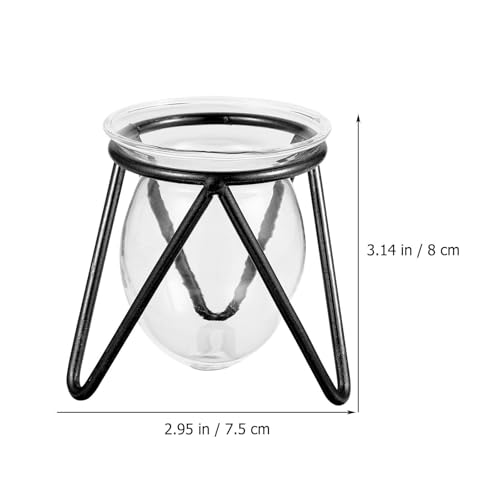 Jarrones de flores hidropónicos con marco de metal negro triangular para escritorio 3