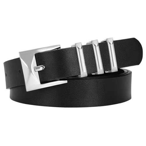 WERFORU Women's Leather Belt with Gold Buckle Fashion Ladies Leather Belt for Jean Pants Dresses Leather Waist Belt for Women